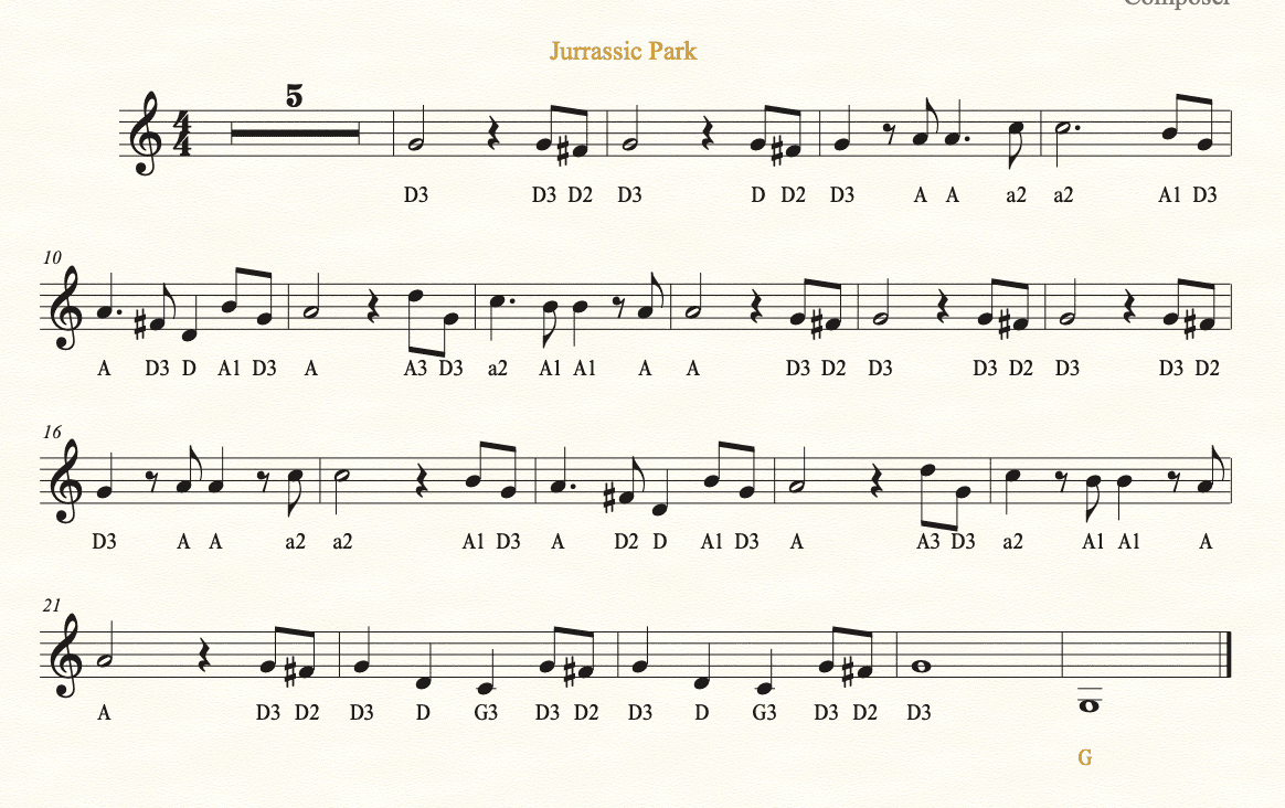 A sheet music with several different notes on it.